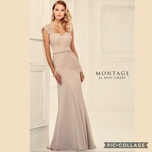 Mon Cheri lace plus size embellished gown